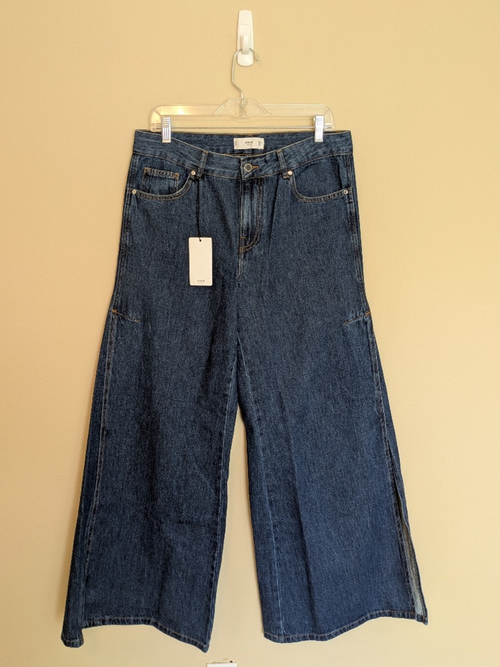 NWT MNG Denim Mango Wide-Leg Jeans with High Side Slits